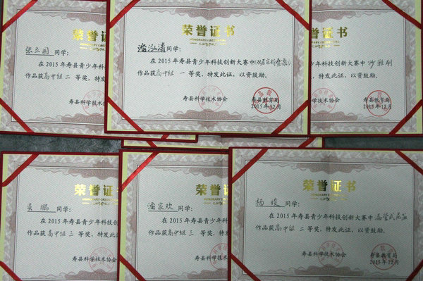 安丰高中在寿县青少年科技创新大赛中包揽各奖项