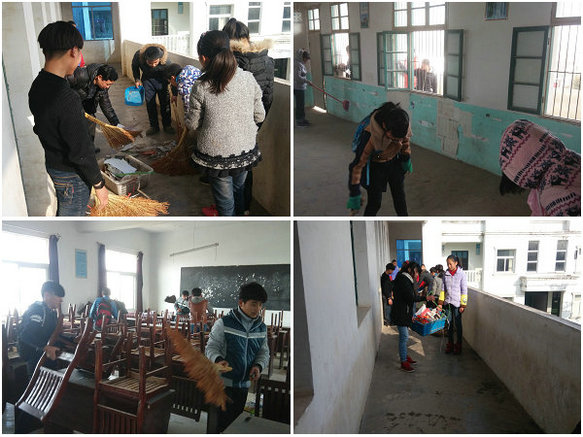 邢铺初中进行开学卫生大扫除活动