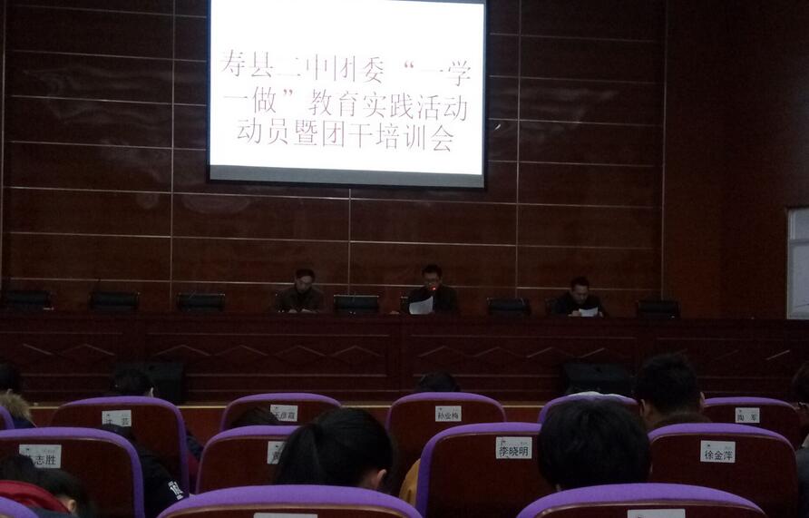 寿县二中团委召开“一学一做”教育实践活动动员暨团干培训会